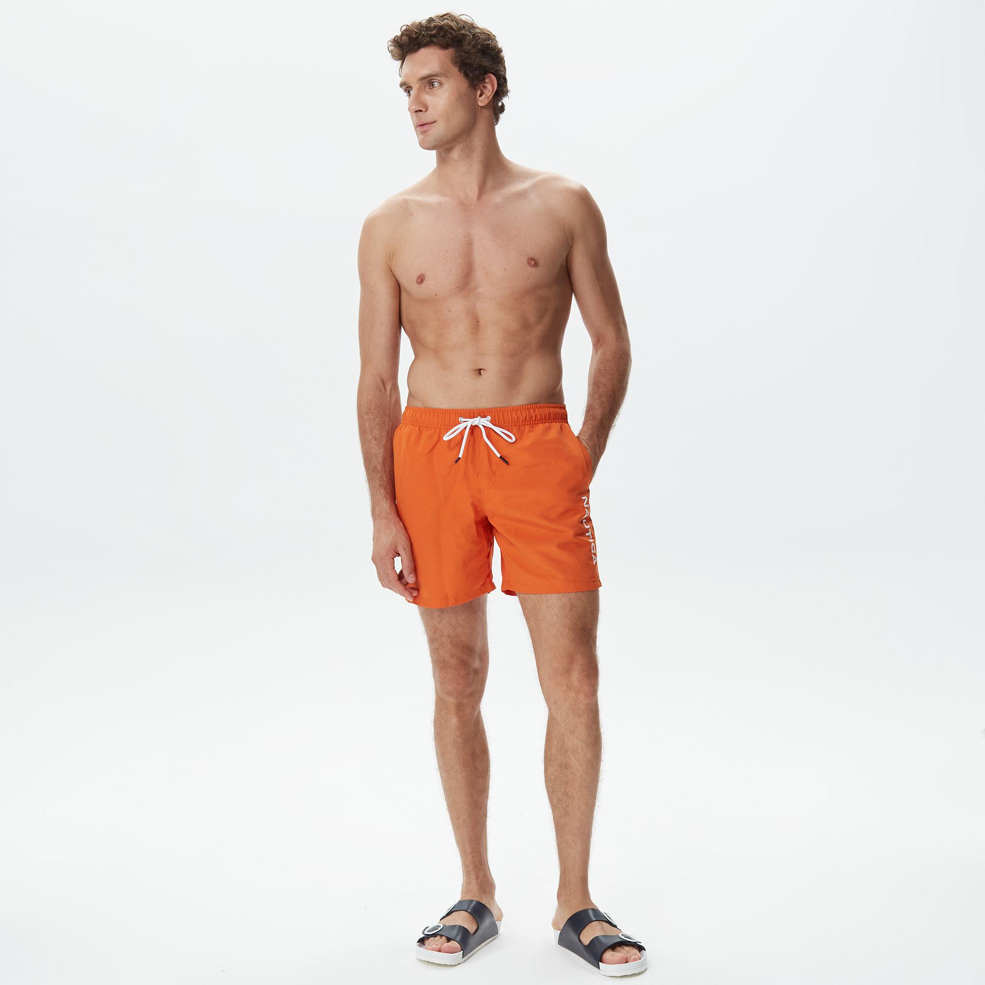 Nautica Erkek Turuncu Standart Fit Deniz Şortu