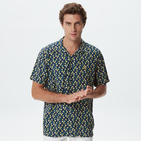  Nautica Erkek Lacivert Classic Fit Kısa Kollu Gömlek