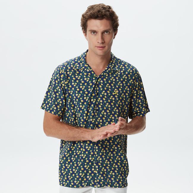  Nautica Erkek Lacivert Classic Fit Kısa Kollu Gömlek