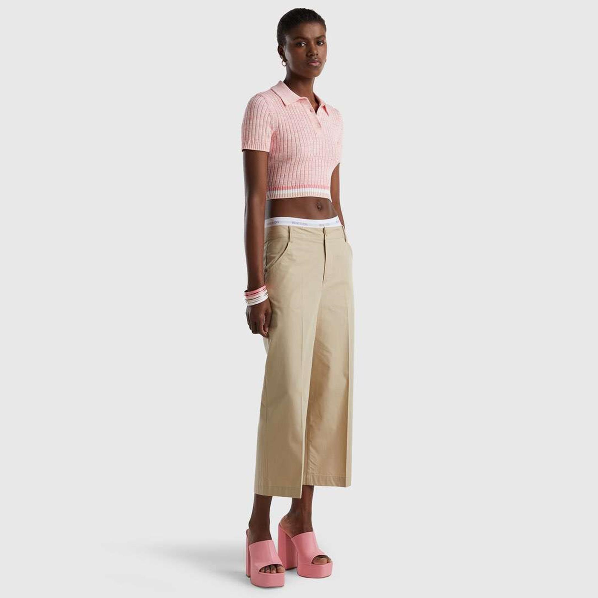 Benetton Kadın Krem Pantolon