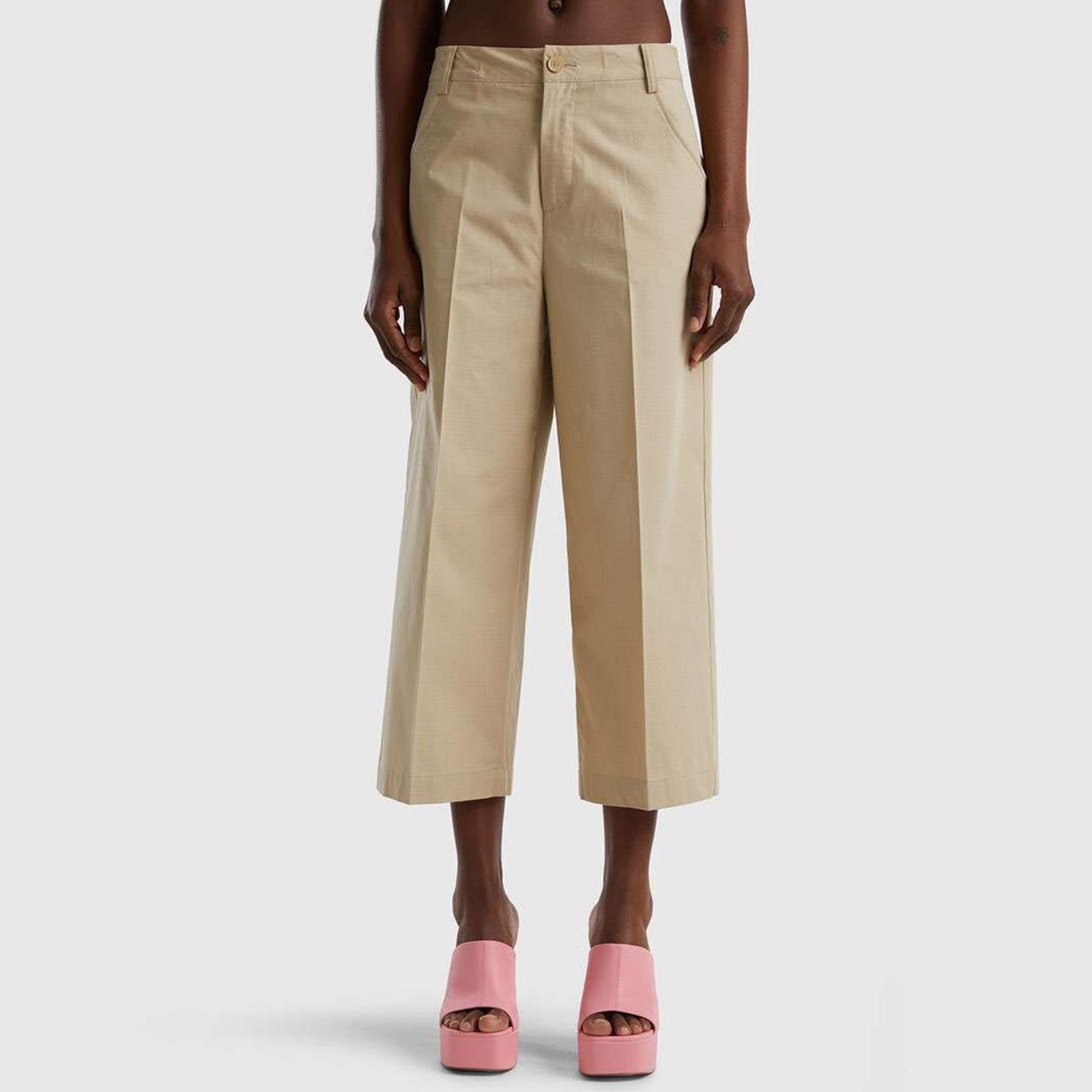 Benetton Kadın Krem Pantolon