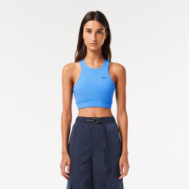  Active Kadın Slim Fit Kolsuz Bisiklet Yaka Baskılı Mavi Bra