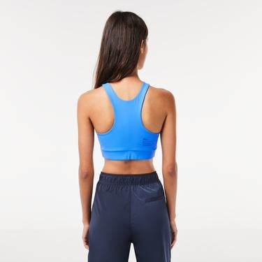  Active Kadın Slim Fit Kolsuz Bisiklet Yaka Baskılı Mavi Bra