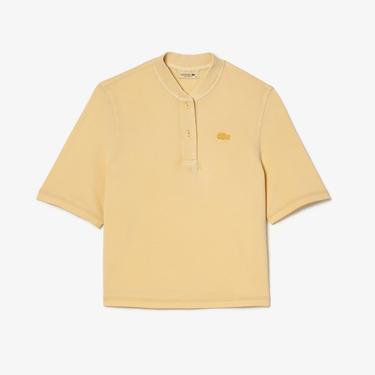  Kadın Oversize Kısa Kollu Hakim Yaka Sarı Polo