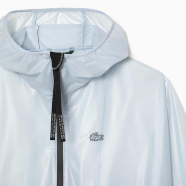  Kadın Kapüşonlu Baskılı Mavi Rüzgarlık