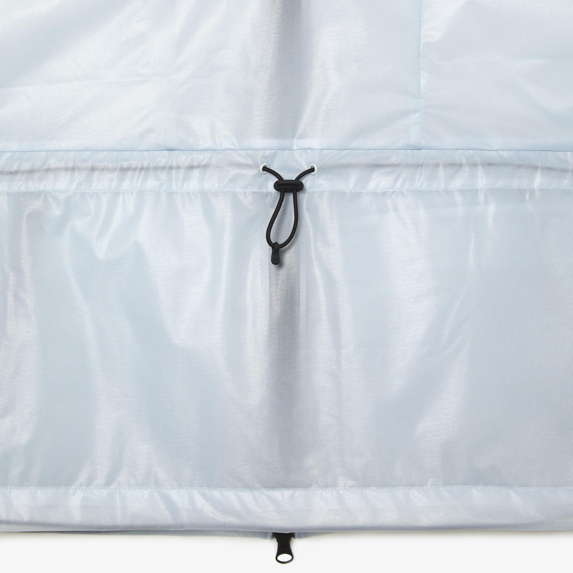 Kadın Kapüşonlu Baskılı Mavi Rüzgarlık