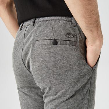  Erkek Tappered Fit Desenli Gri Pantolon