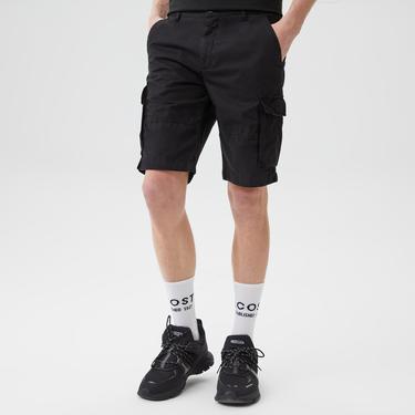  Erkek Regular Fit Siyah Bermuda