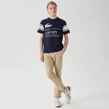  Active Erkek Relaxed Fit Bisiklet Yaka Baskılı Lacivert T-Shirt