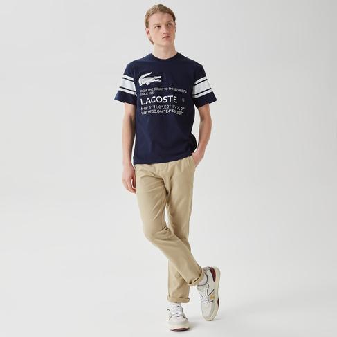  Active Erkek Relaxed Fit Bisiklet Yaka Baskılı Lacivert T-Shirt