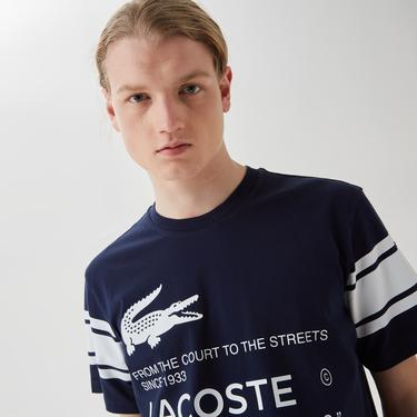  Active Erkek Relaxed Fit Bisiklet Yaka Baskılı Lacivert T-Shirt