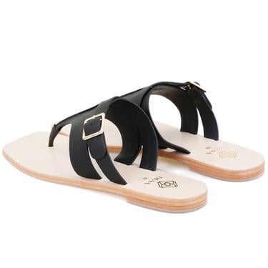  Kadın Siyah Parmak Arası Deri Terlik