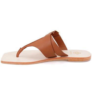  Kadın Kahve Parmak Arası Deri Terlik