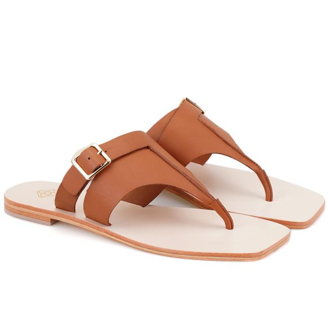  Kadın Kahve Parmak Arası Deri Terlik