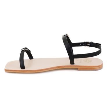  Kadın Siyah Ayarlanabilir Tokalı Deri Sandalet