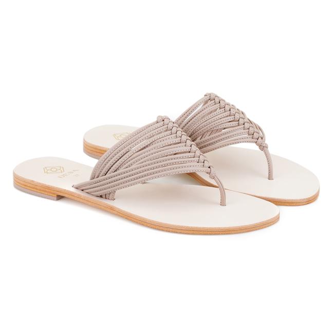  Kadın Bej Parmak Arası Deri Terlik