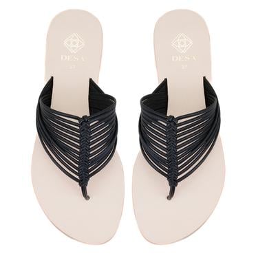  Kadın Siyah Parmak Arası Deri Terlik