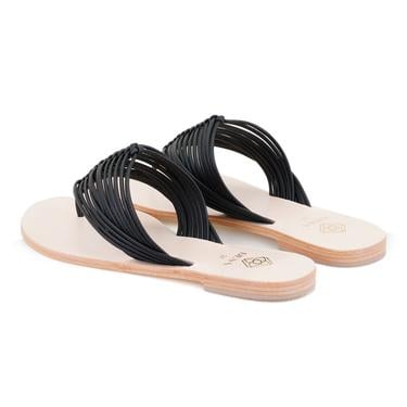  Kadın Siyah Parmak Arası Deri Terlik