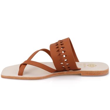  Kadın Kahve Parmak Arası Deri Terlik