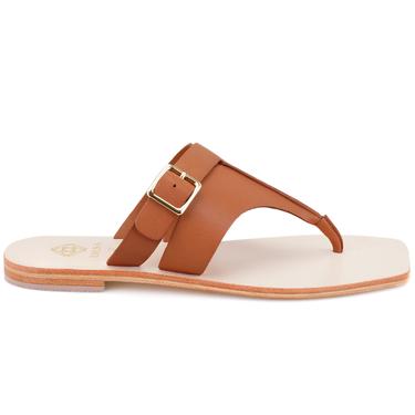  Kadın Kahve Parmak Arası Deri Terlik