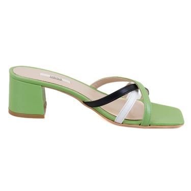  Kadın Yeşil Topuklu Deri Terlik