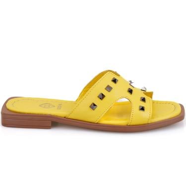  Kadın Sarı Deri Terlik