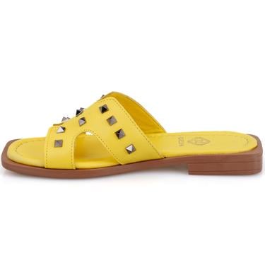  Kadın Sarı Deri Terlik