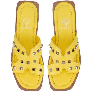  Kadın Sarı Deri Terlik