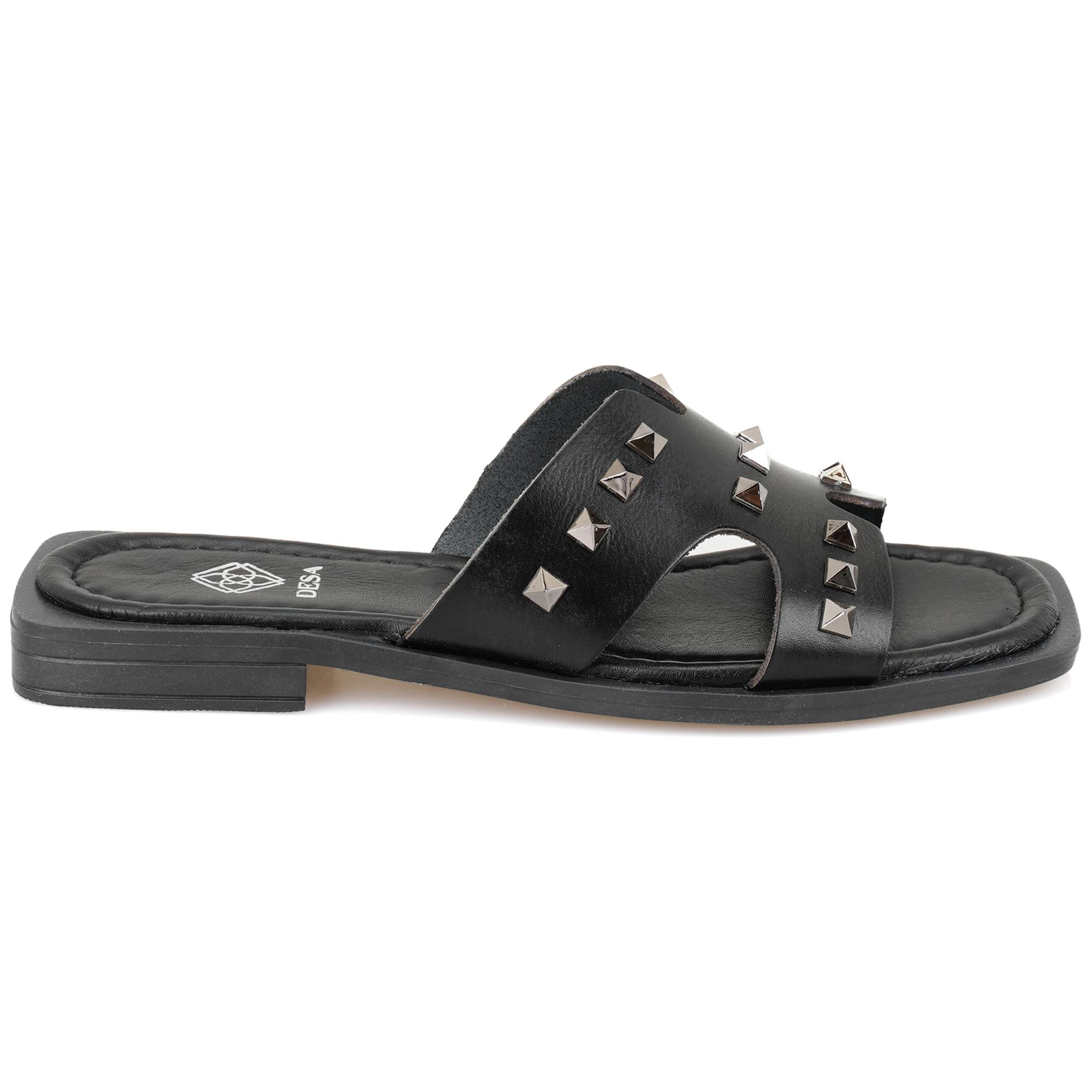 Kadın Siyah Deri Terlik