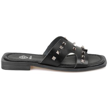  Kadın Siyah Deri Terlik