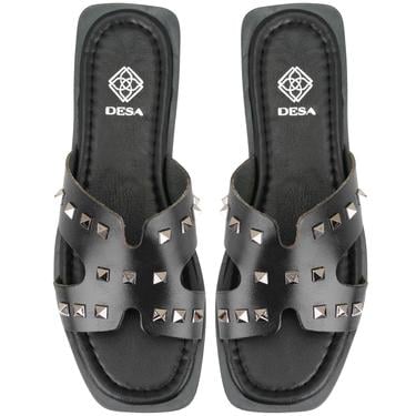  Kadın Siyah Deri Terlik