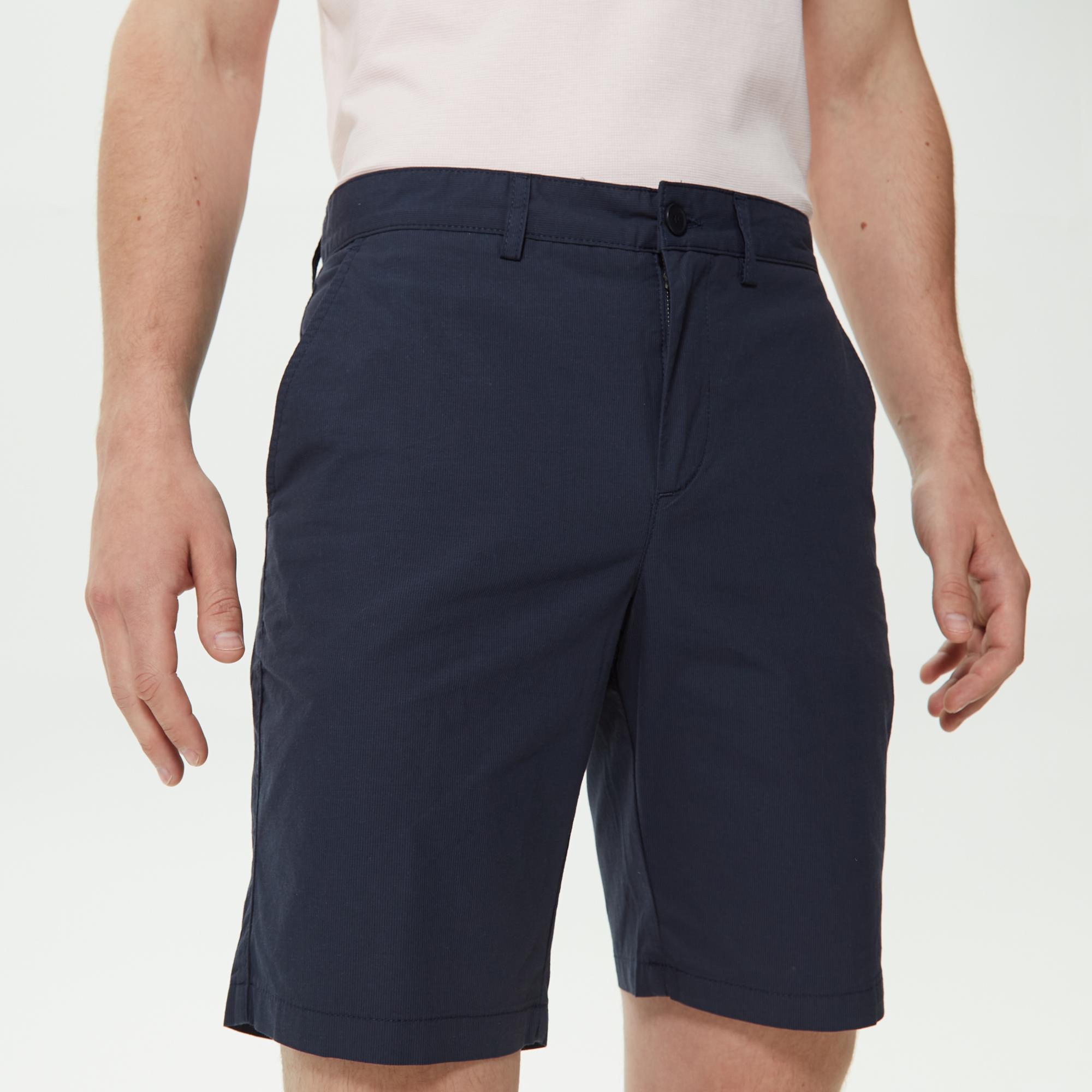 Erkek Slim Fit Lacivert Bermuda