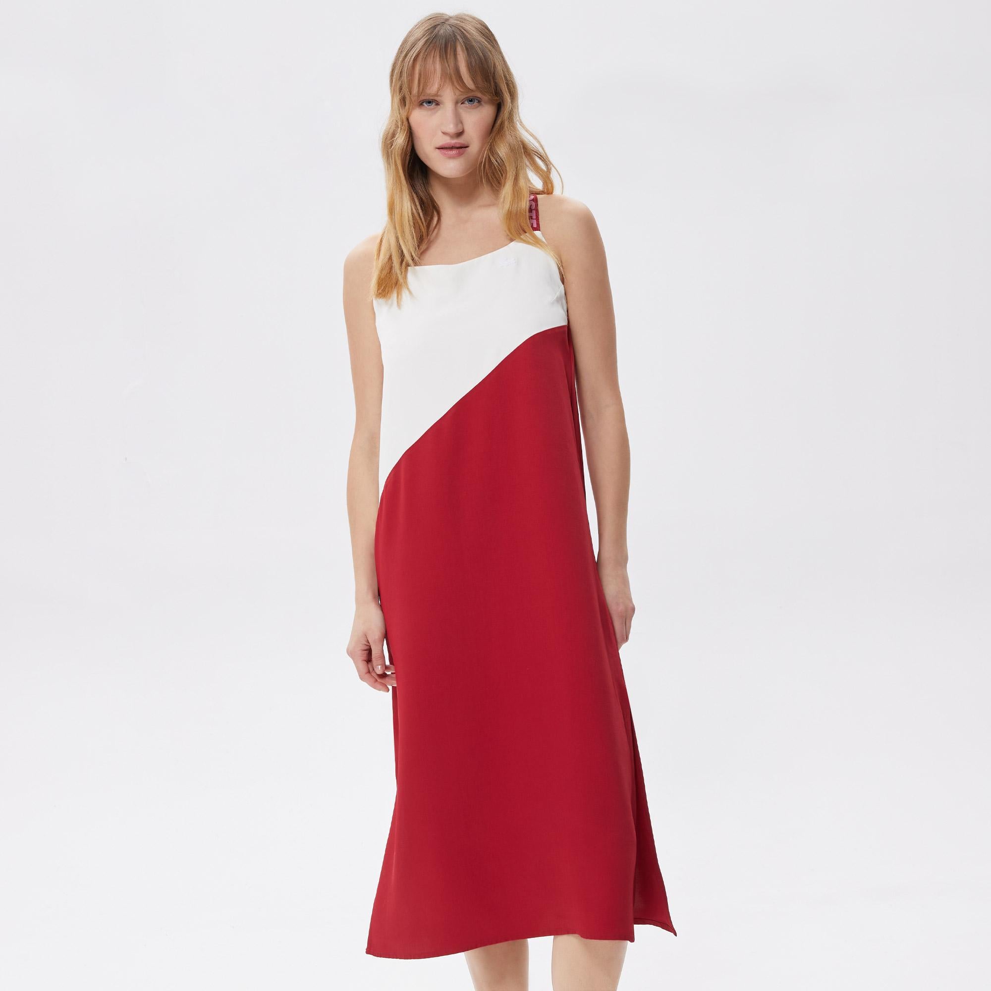 Active Kadın Relaxed Fit Kolsuz Bisiklet Yaka Renk Bloklu Kırmızı Elbise