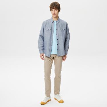 Erkek Relaxed Fit Mavi Gömlek