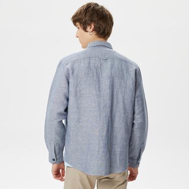  Erkek Relaxed Fit Mavi Gömlek