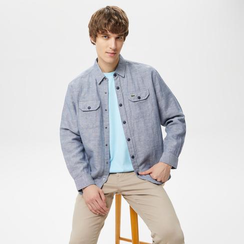  Erkek Relaxed Fit Mavi Gömlek