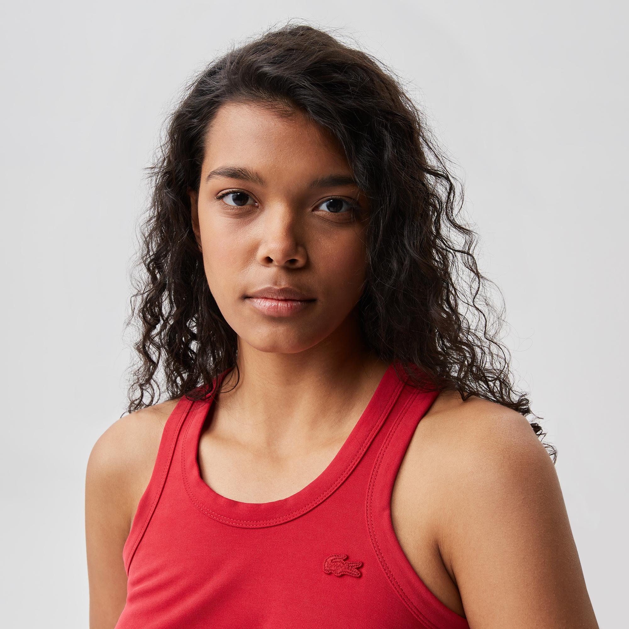 Kadın Loose Fit Kolsuz V Yaka Kırmızı Elbise