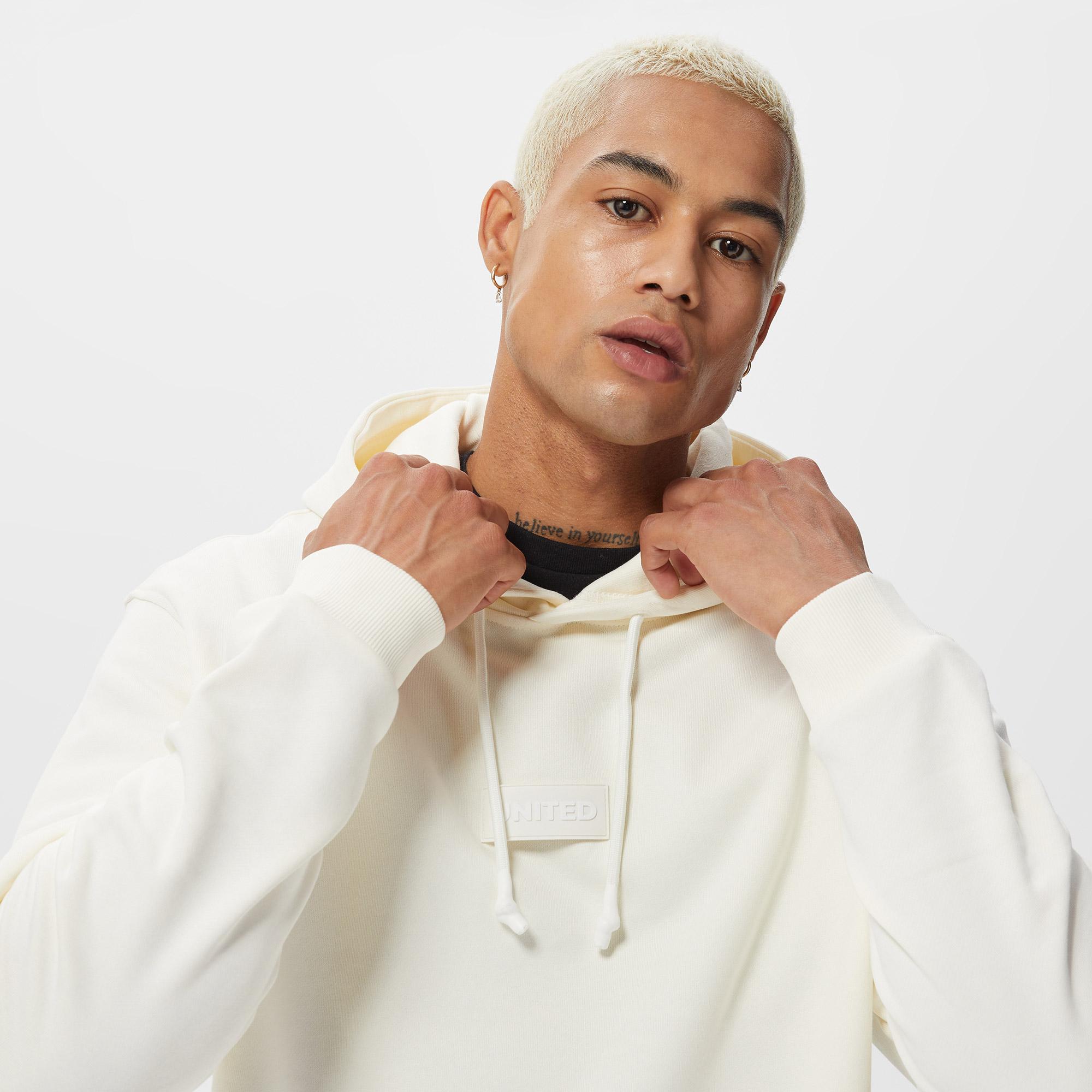 UNITED4 Classic Erkek Beyaz Hoodie