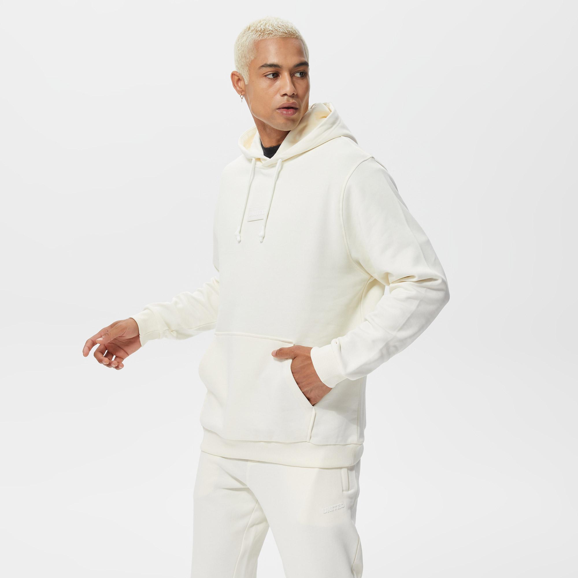 UNITED4 Classic Erkek Beyaz Hoodie