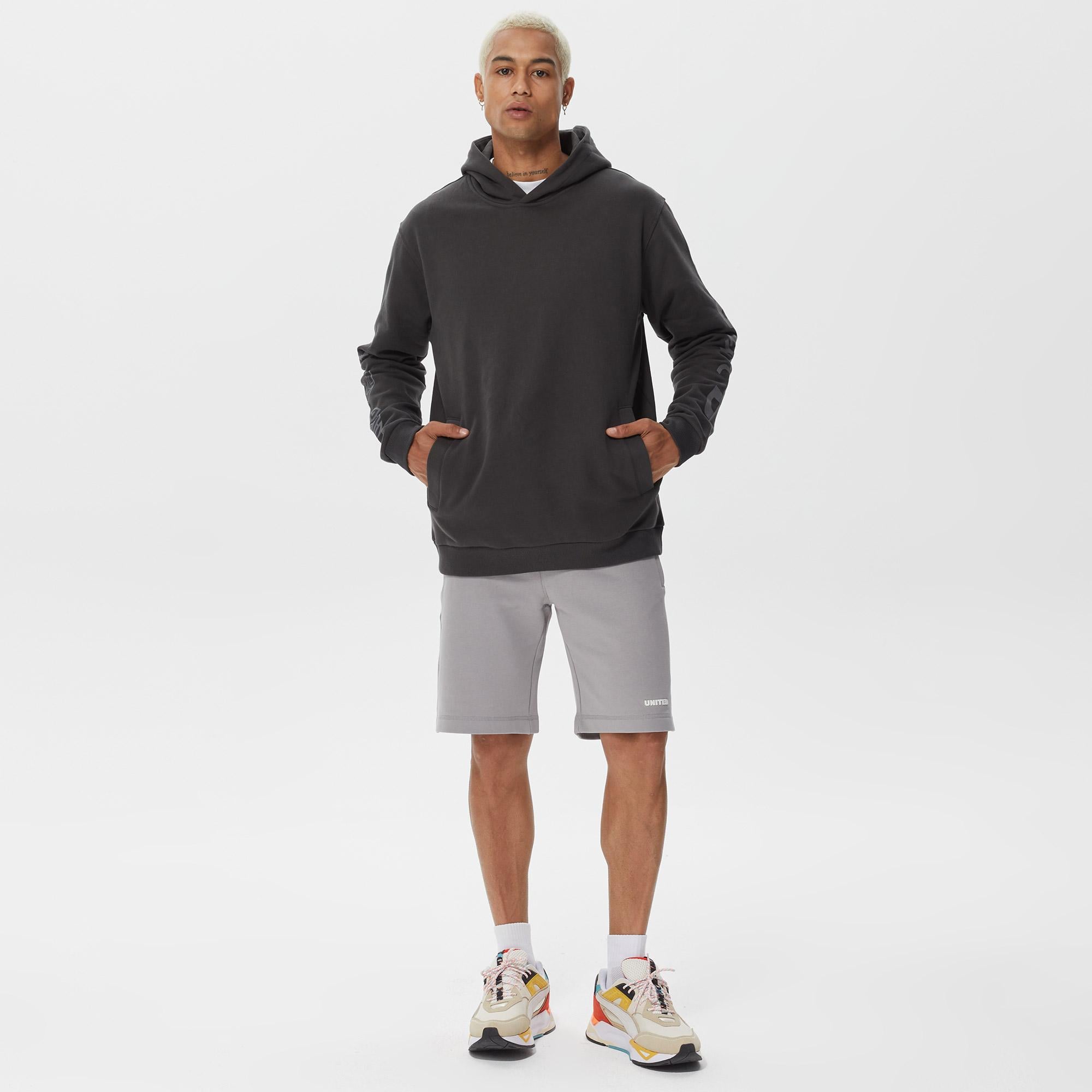 UNITED4 Classic Erkek Gri Hoodie