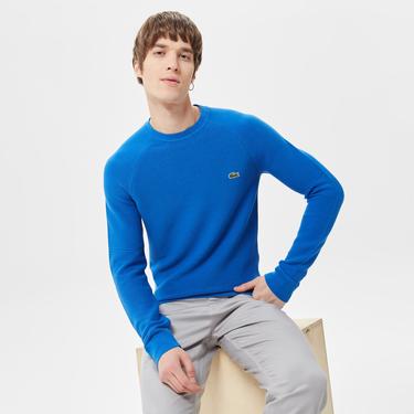  Lacoste Erkek Regular Fit Bisiklet Yaka Mavi Kazak