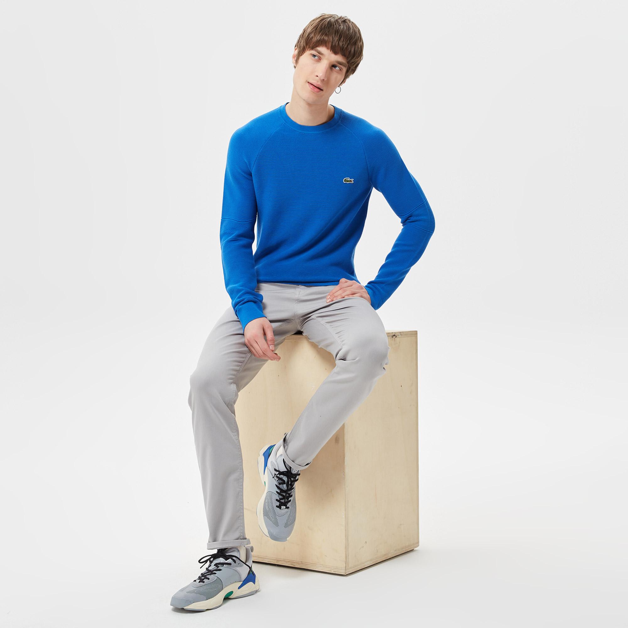 Lacoste Erkek Regular Fit Bisiklet Yaka Mavi Kazak