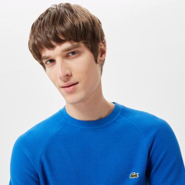  Lacoste Erkek Regular Fit Bisiklet Yaka Mavi Kazak