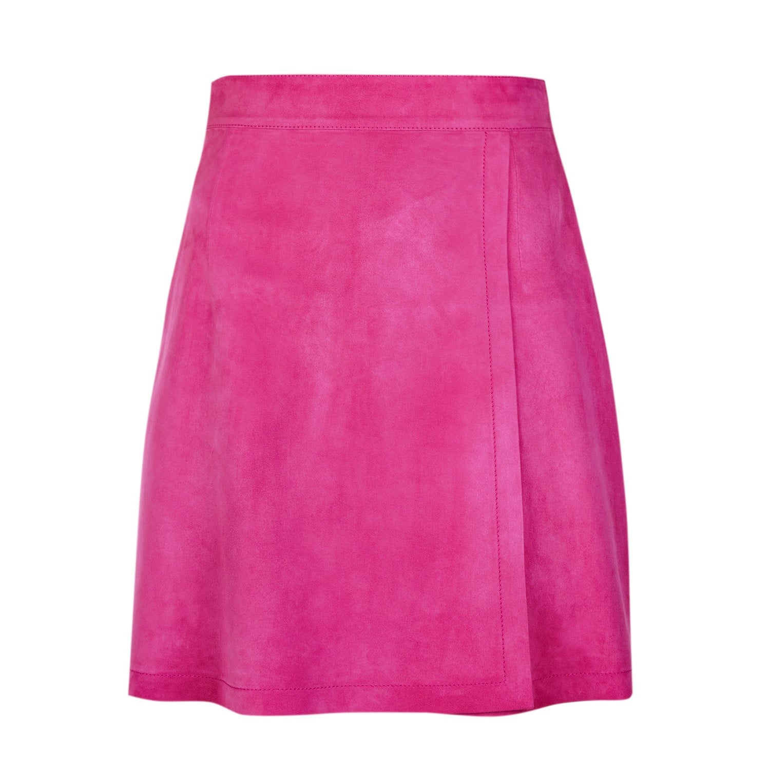  Tiberia Pembe Kadın Süet Deri Mini Etek