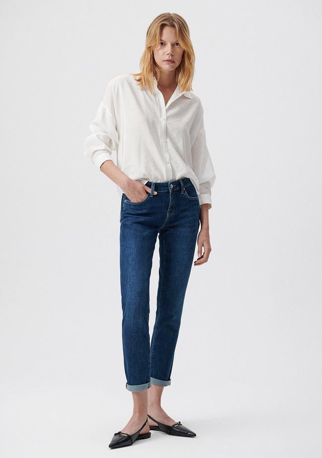  Mavi Ada Koyu Mavi Vintage Jean Pantolon 1020535596