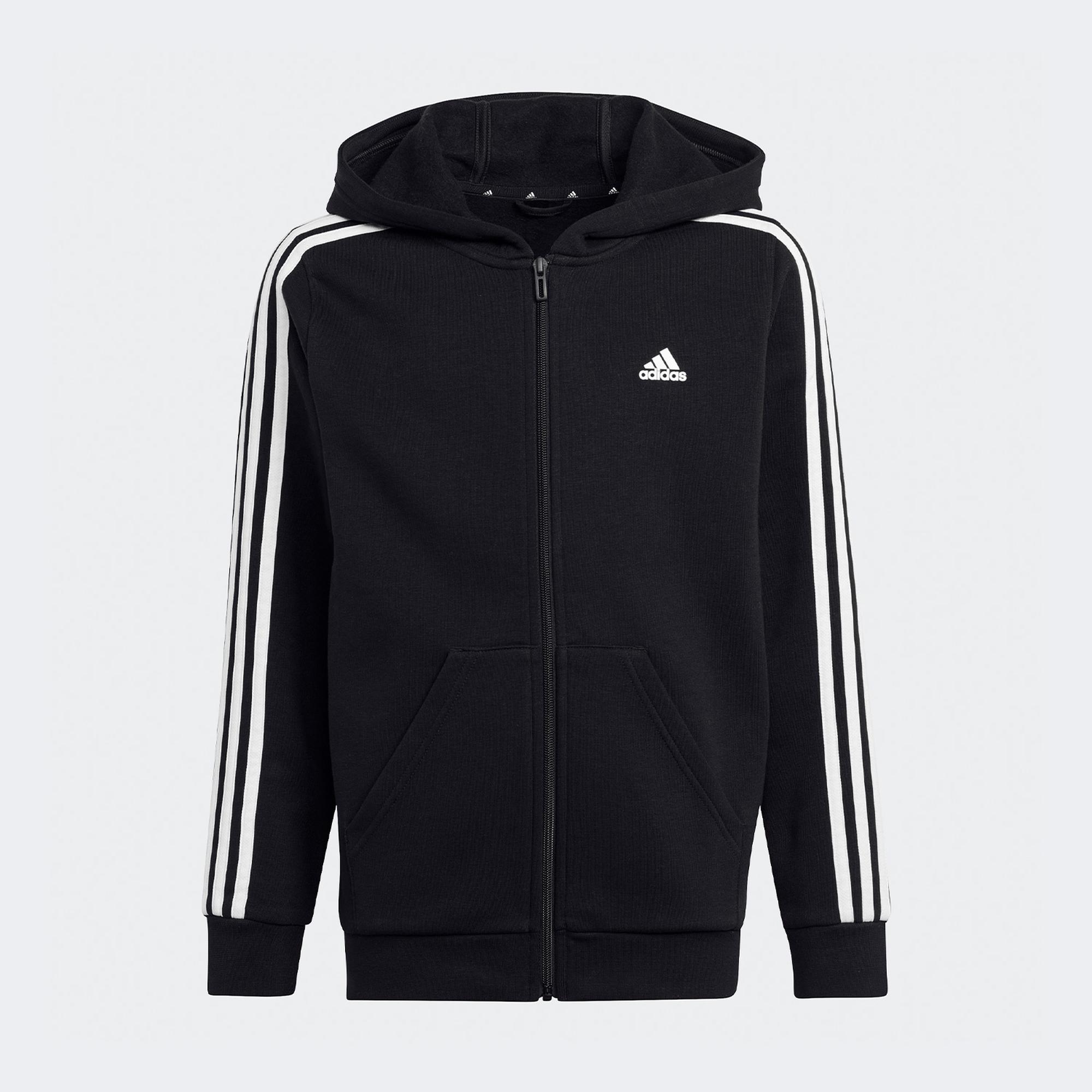 adidas Essentials 3 Stripes Fleece Çocuk Siyah Günlük Sweatshirt