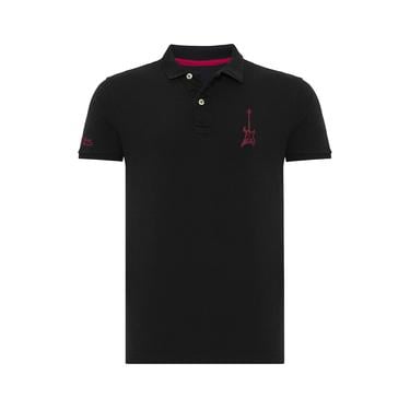  Routefield Punk Erkek Siyah Polo Tişört