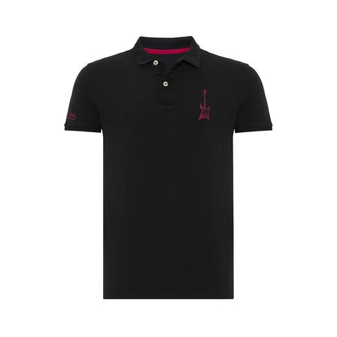  Routefield Punk Erkek Siyah Polo Tişört