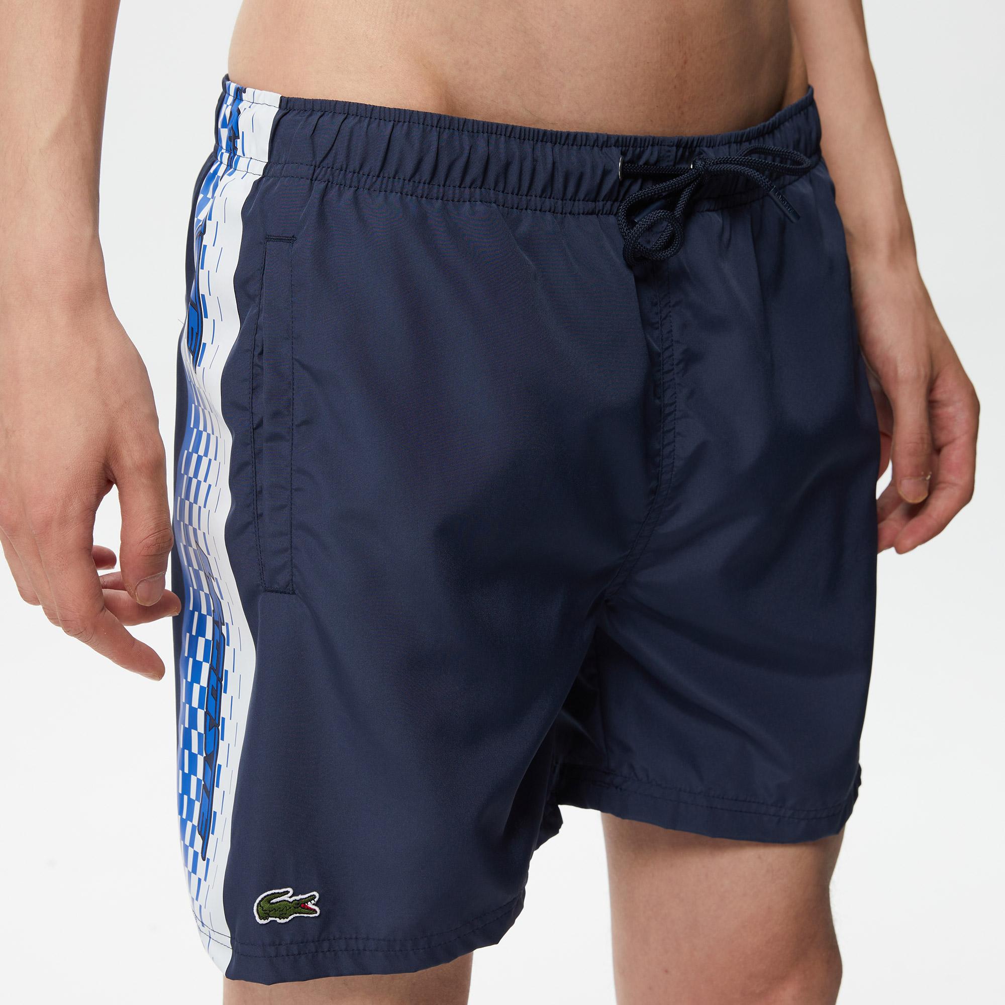 Erkek Regular Fit Baskılı Lacivert Mayo Şort