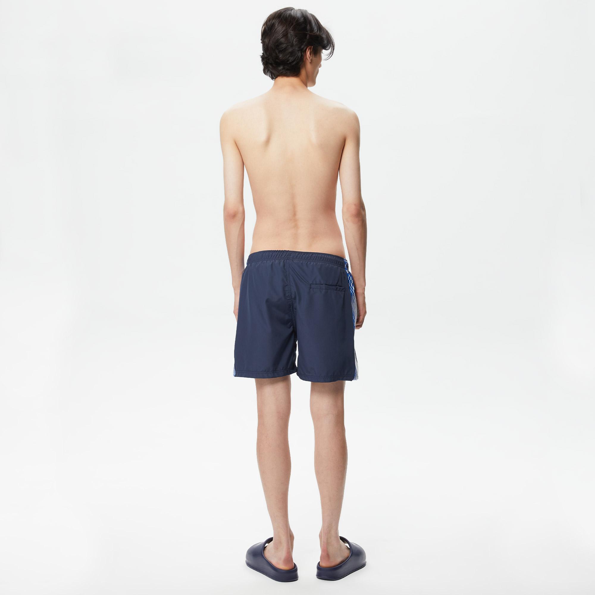 Erkek Regular Fit Baskılı Lacivert Mayo Şort